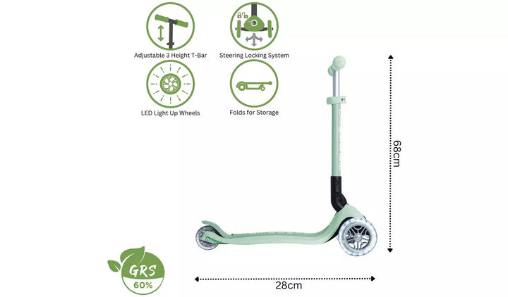 Globber Junior Ecological 3 Wheel Scooter - Pistachio