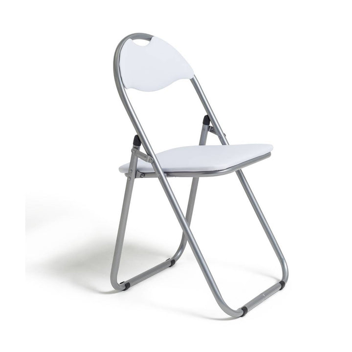 Home Padded Faux Leather Folding Office Chair - White