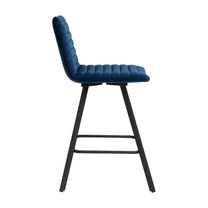 Home Keaton Velvet Counter Bar Stool - Dark Blue