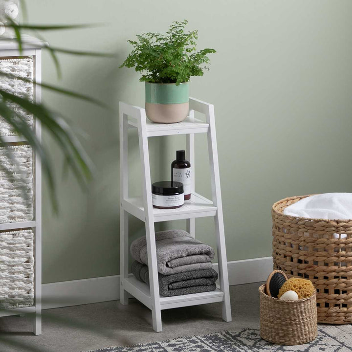 Home 3 Tier Tongue & Groove Bathroom Shelves - White