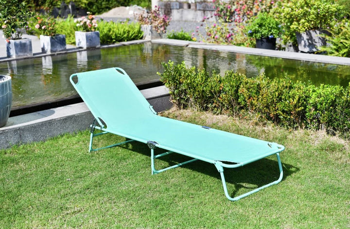 Home Metal Folding Sun Lounger - Teal