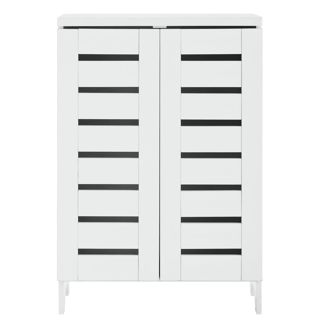 Home Slatted 2 Door Shoe Storage Cabinet - White