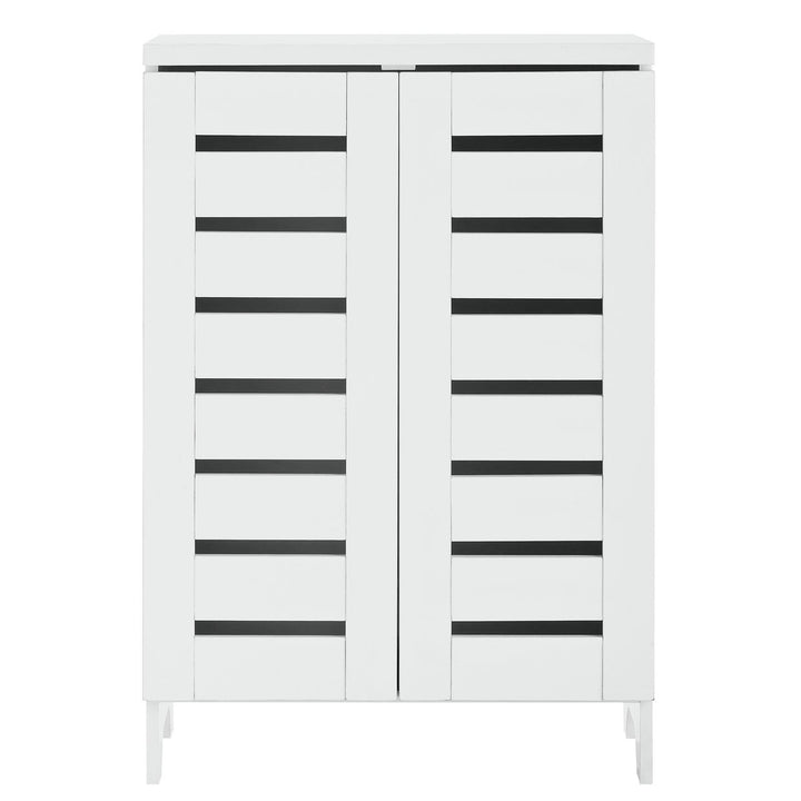 Home Slatted 2 Door Shoe Storage Cabinet - White