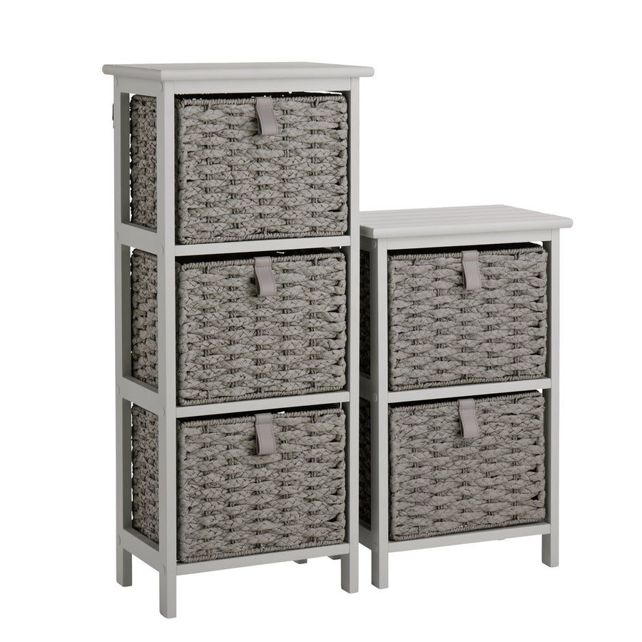 Home 2 & 3 Drawer Woven Bathroom Storage Unit - Grey