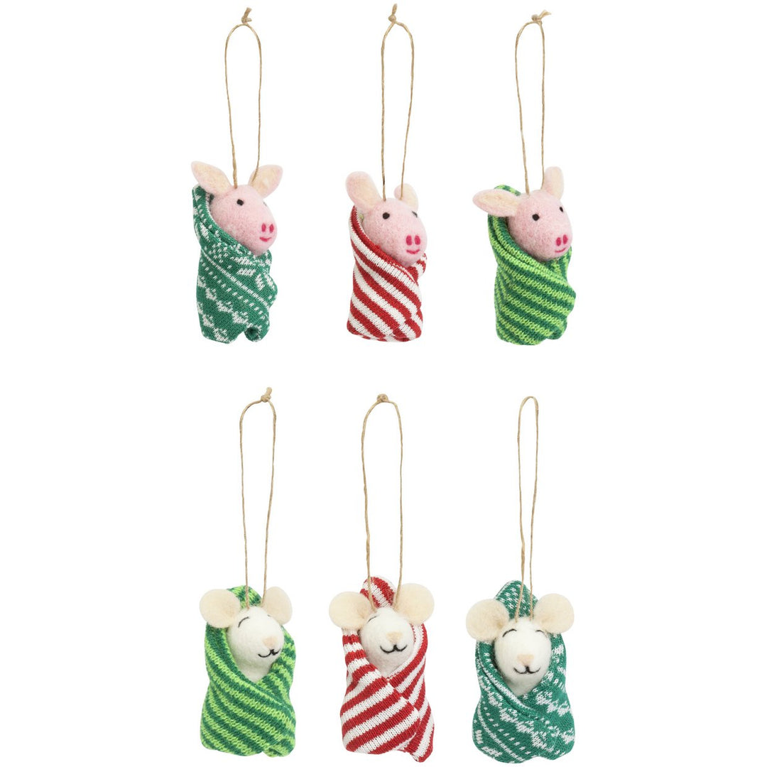 Habitat Pigs & Mice In Blankets Christmas Tree Decorations