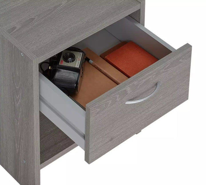 Home Seville 1 Drawer Bedside Table - Grey Oak Effect