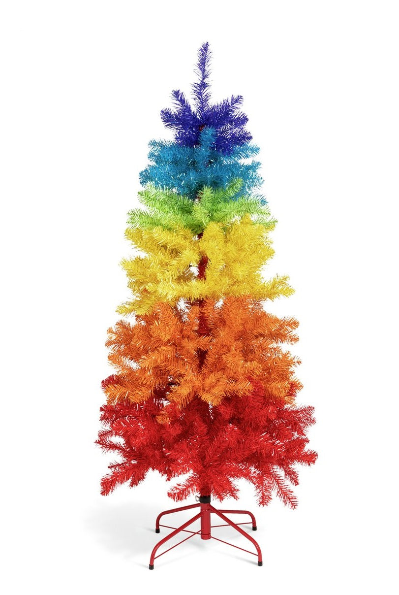 Home 5ft Slim Christmas Tree - Rainbow