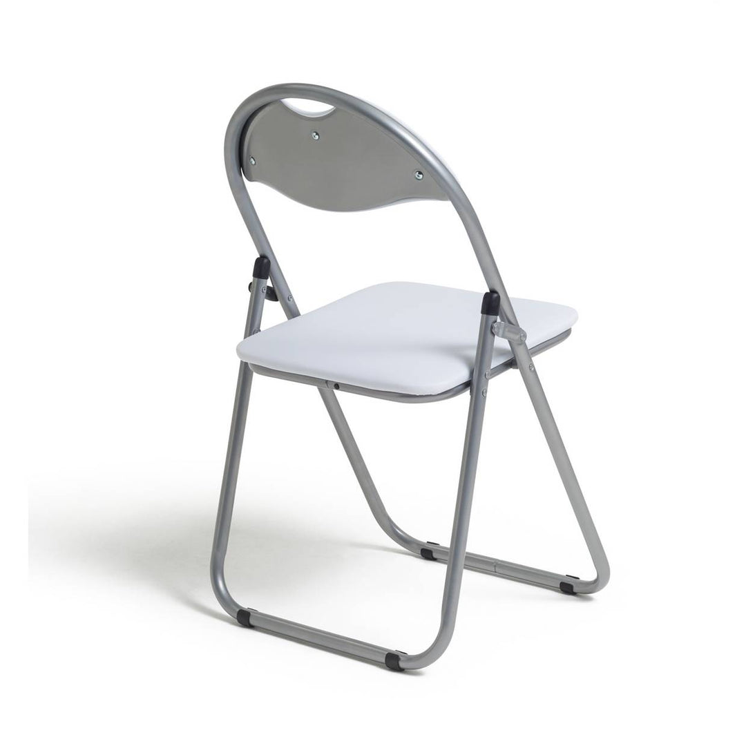 Home Padded Faux Leather Folding Office Chair - White