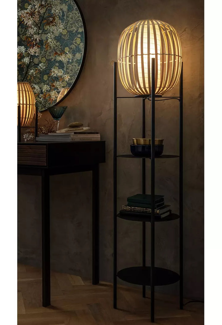 Habitat Aoki Bamboo Shelved Floor Lamp - Black