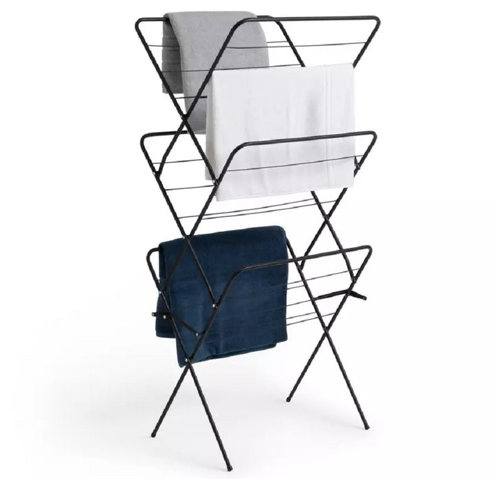 Home 14m 3 Tier Indoor Clothes Airer - Black