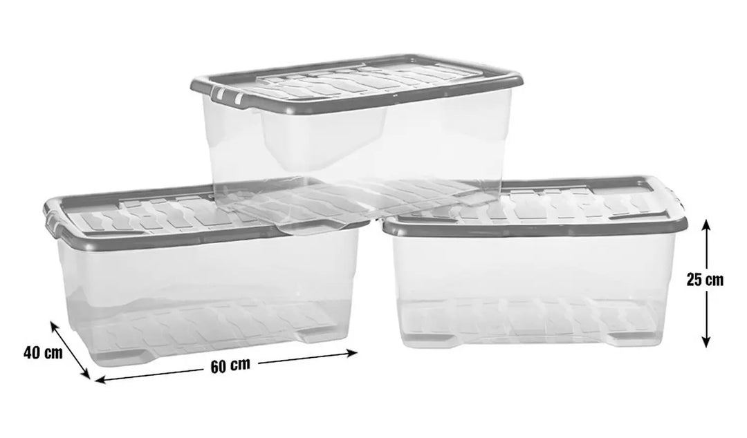 Buy Argos Home Curve 3 x 42L Plastic Boxes With Lid - Clear