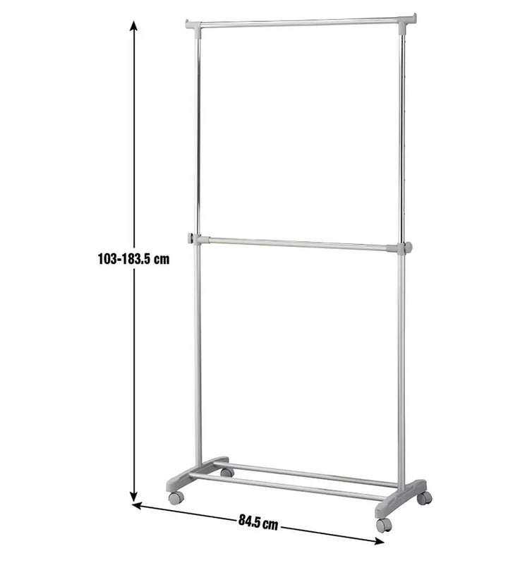 Home Adjustable Chrome 2 Tier Clothes Rail - Grey