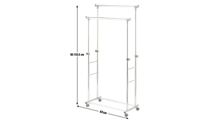 Home Heavy Duty Double Clothes Rail - Black & Chrome