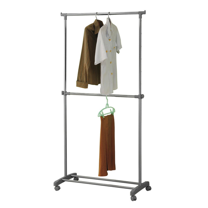 Home Adjustable Chrome 2 Tier Clothes Rail - Grey