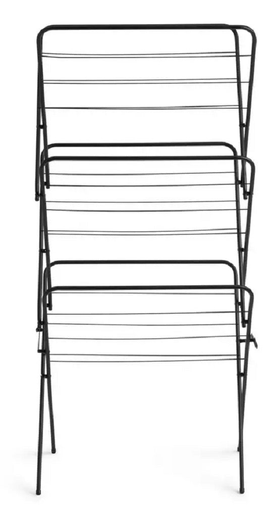 Home 14m 3 Tier Indoor Clothes Airer - Black