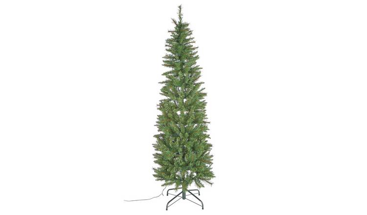 Home 6ft Pre-Lit Natural Look Pop Up Pencil Christmas Tree - Green