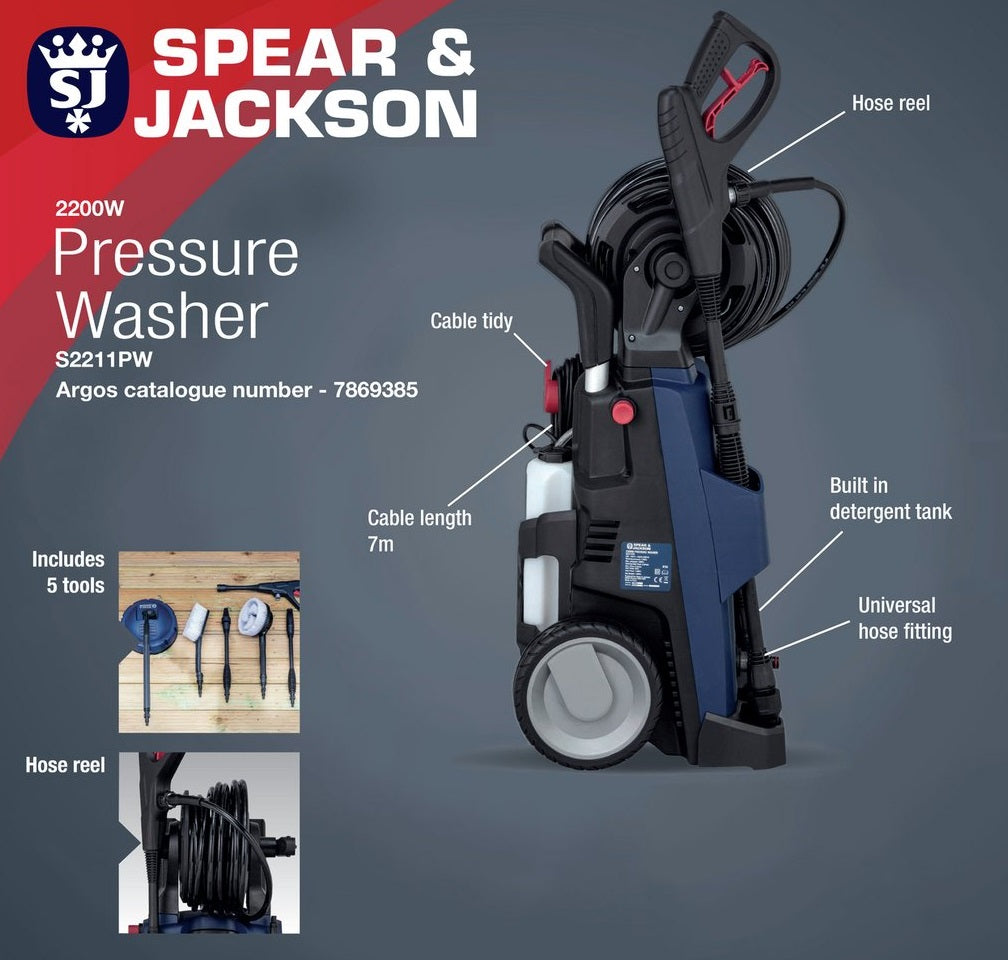 Spear & Jackson S2211PW Pressure Washer - 2200W