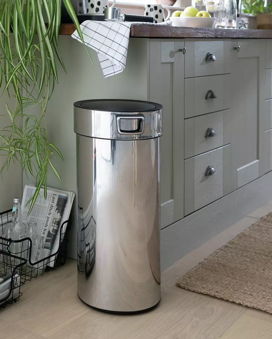 Habitat 30 Litre Round Touch Top Bin - Silver