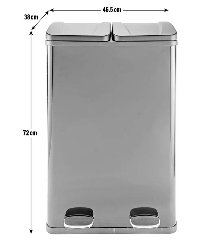 Home 55 Litre 2 Compartment Recycling Bin - Black