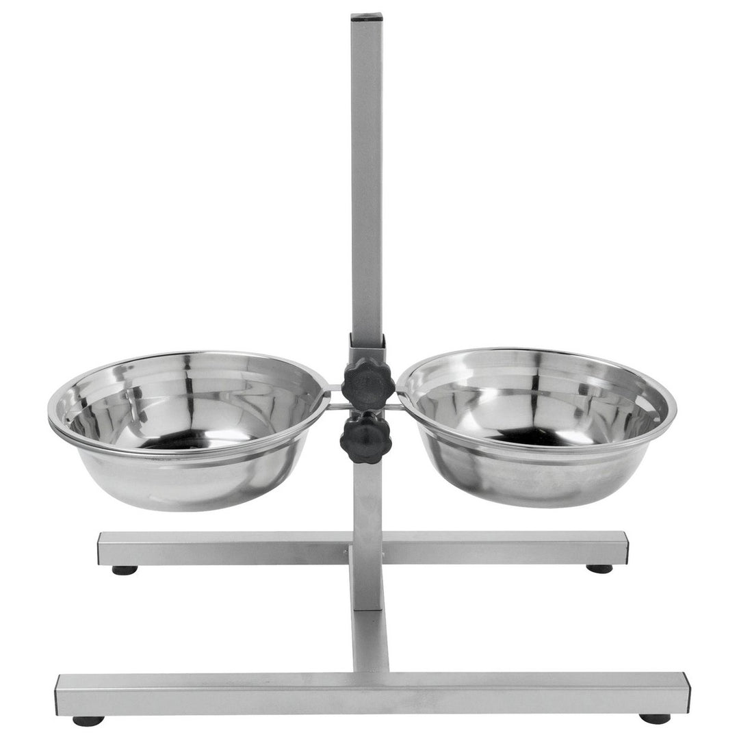 Home Stainless Steel Large Dual Pet Dining Set - Silver