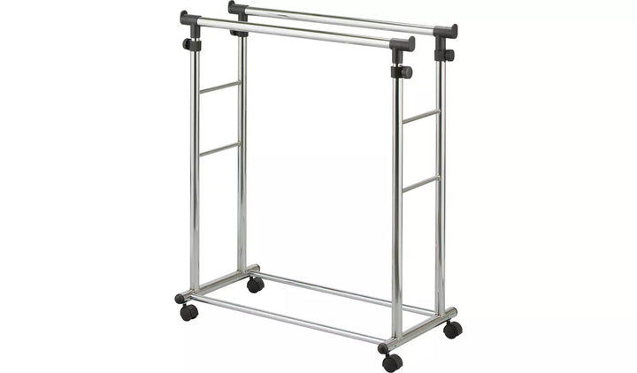 Home Heavy Duty Double Clothes Rail - Black & Chrome