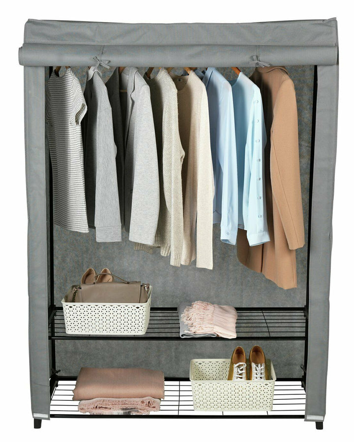 Home Covered Double Wardrobe - Grey