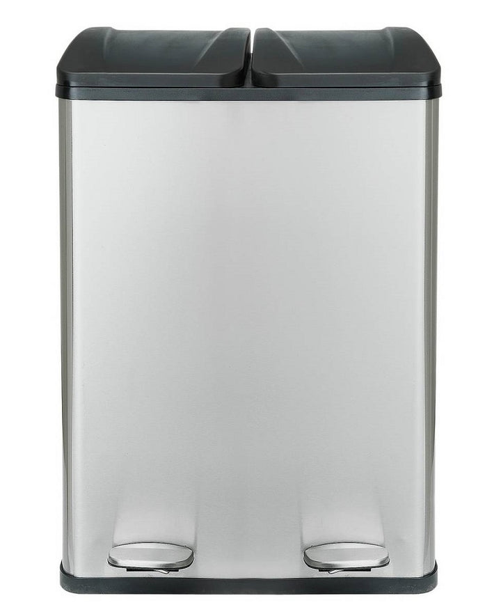 Home 60 Litre 2 Compartment Recycling Bin - Silver