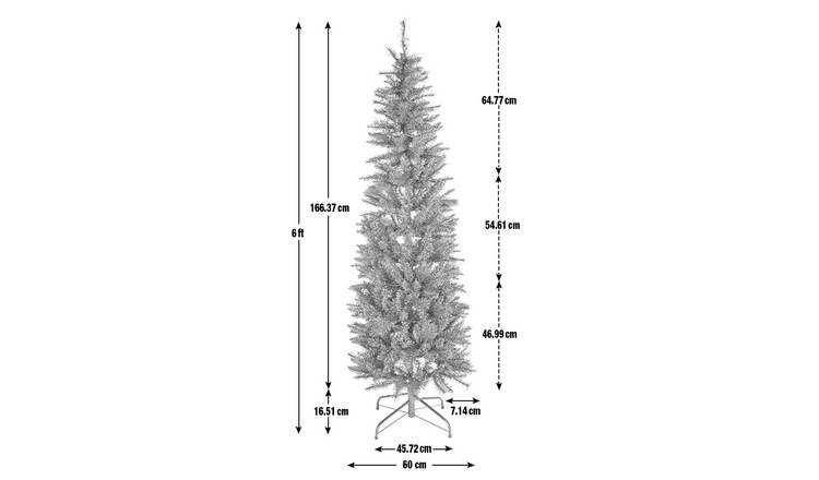 Home 6ft Pre-Lit Natural Look Pop Up Pencil Christmas Tree - Green