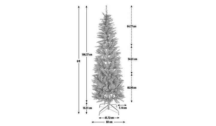 Home 6ft Pre-Lit Natural Look Pop Up Pencil Christmas Tree - Green