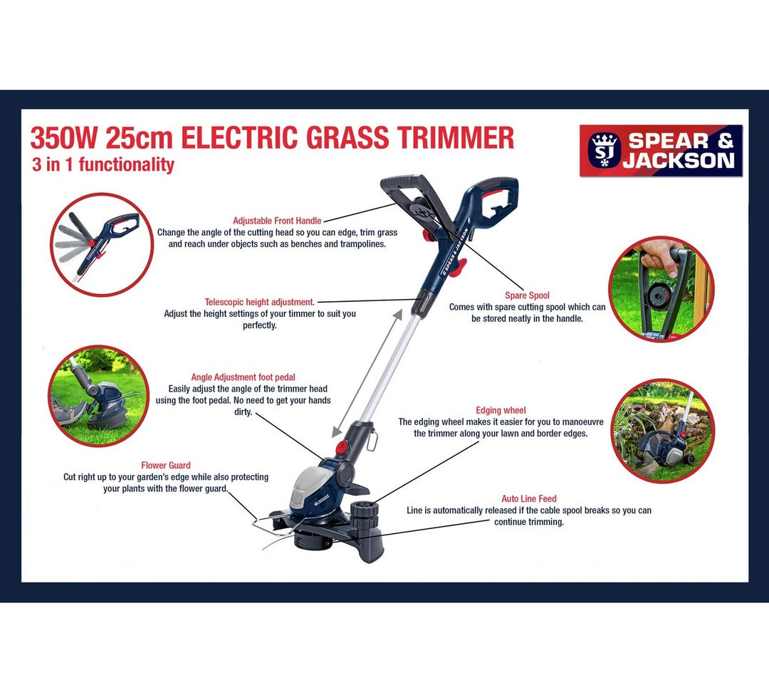 Spear & Jackson S3525ET 25cm Corded Grass Trimmer - 350W