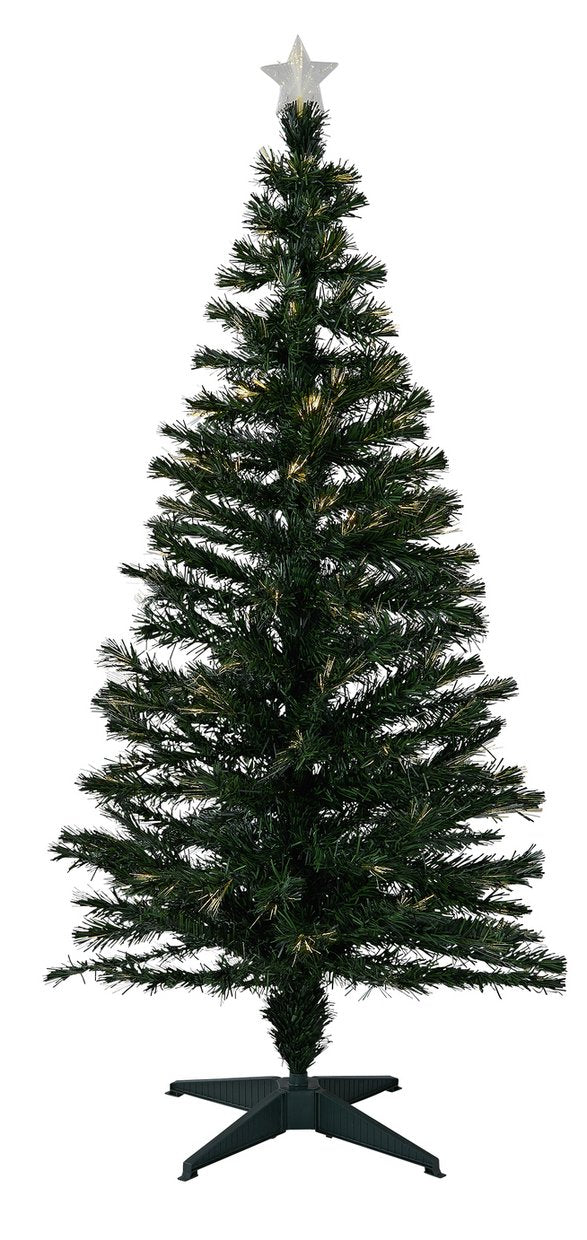 Home 5ft White Lights Fibre Optic Christmas Tree - Green