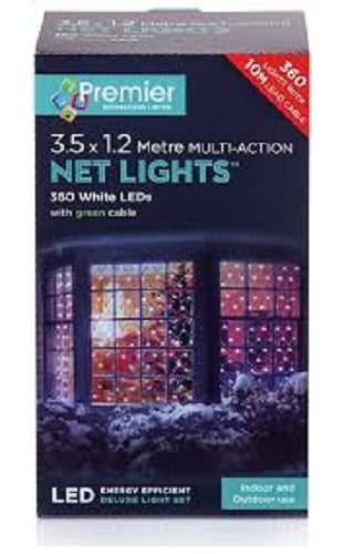 Premier Decorations 3.5x1.2m 360 LED Christmas Net Lights - White